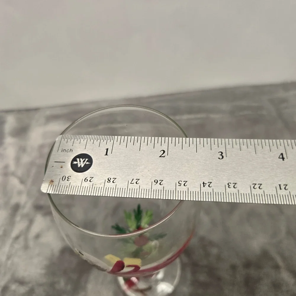 Hand Painted Duck Wine Glass Pink Ribbon Bow Stemmed Glassware Holiday 9 Inch